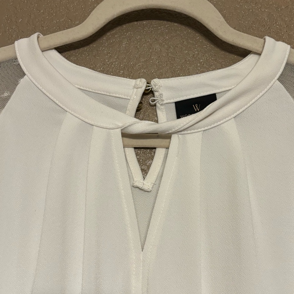Worthington Keyhole Lace Sleeve Blouse EUC Size Petite XXL - Picture 4 of 8